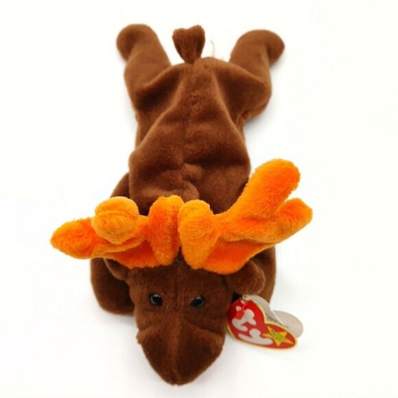 Ty Beanie Baby Chocolate The Moose Plush Toy Brown Orange 1993 Vintage with Tag - Picture 2 of 10